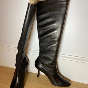 Manolo Blahnik Black Heeled Leather Boots (Size 36) - Brand New No Box